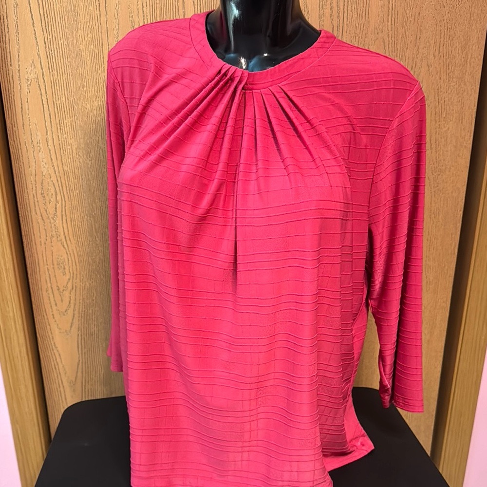 Liz Claiborne Pink Pleated 3/4 Sleeve Blouse